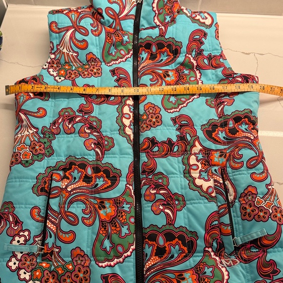 Marker Turquoise Red Floral Pattern Puffer Vest Size 8 - Picture 13 of 14